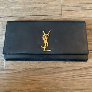 YSL Saint Laurent Kate Clutch Bag Black Leather